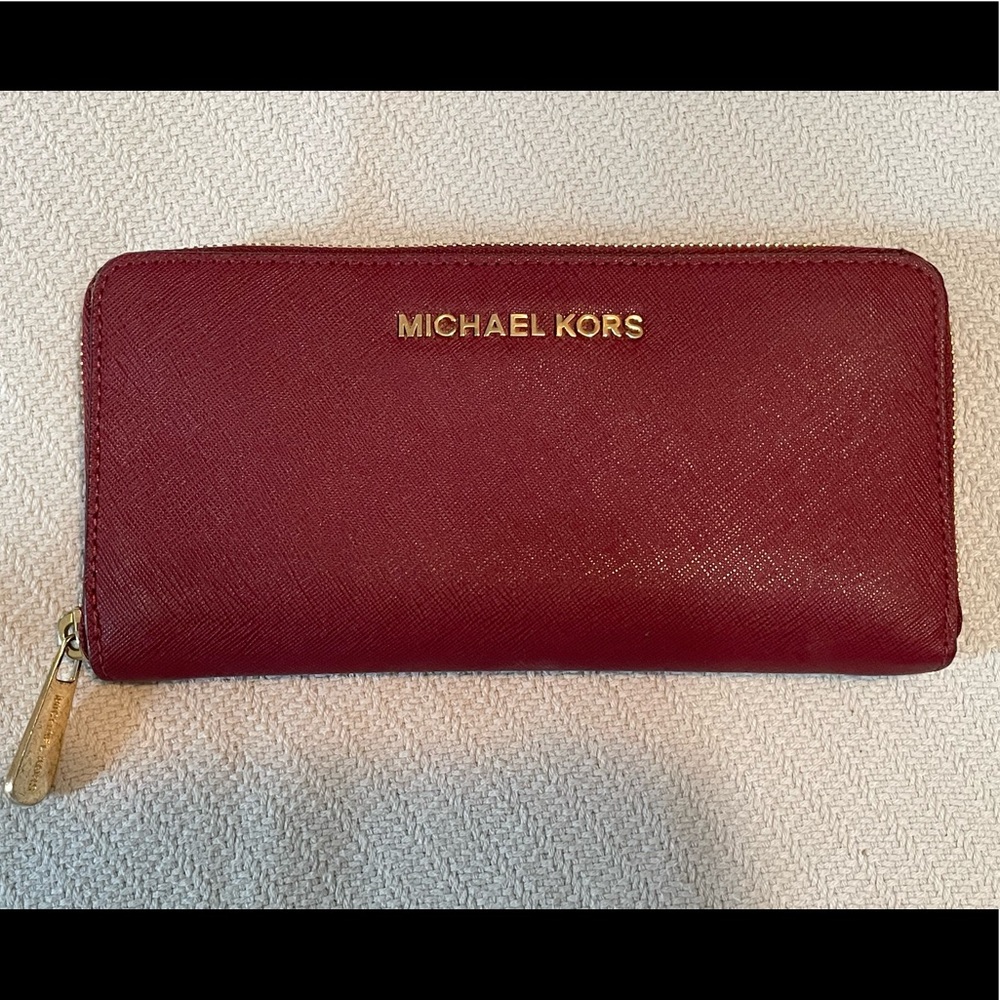 Burgundy Wallet - never used Michael Kors